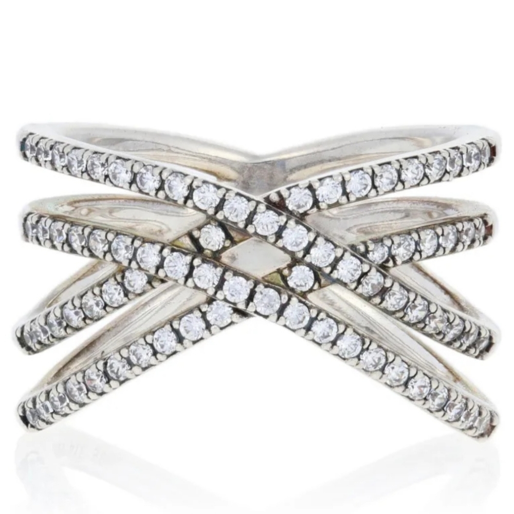 BRAND NEW Pandora ring Entwined " Cosmos lines " size 6 gorgeous